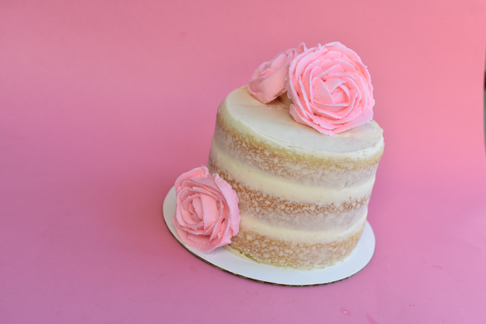 Naked Buttercream Rose Topped Cake The More Frosting The Butter
